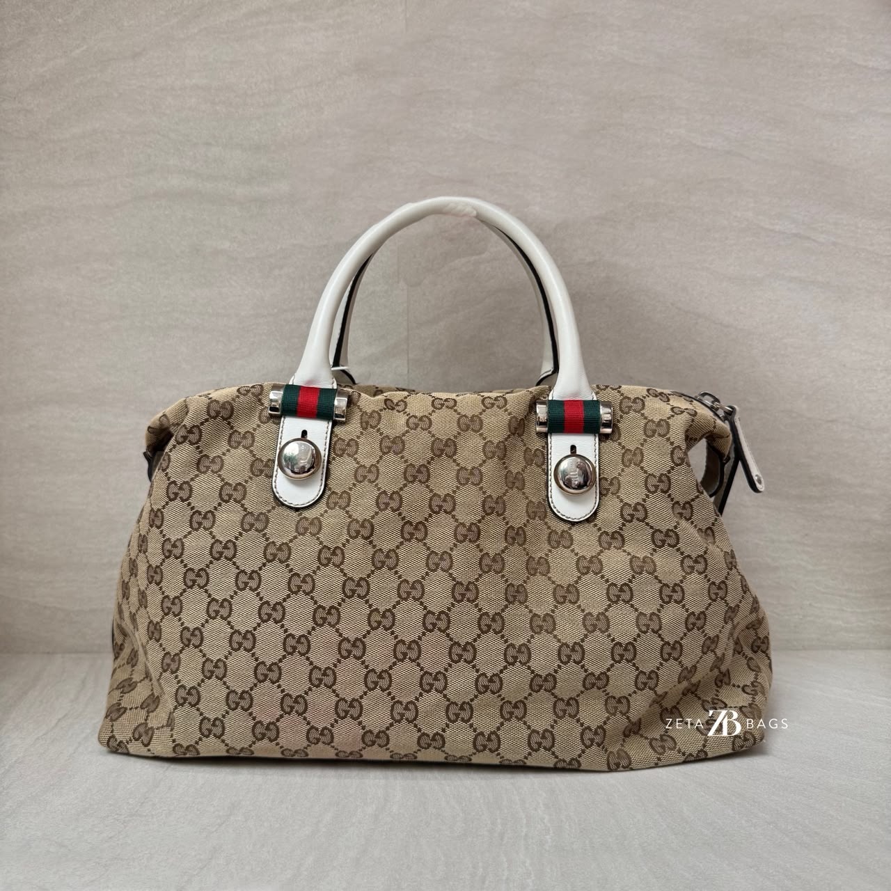 Gucci Match Ball Boston GG Canvas Beige White SHW