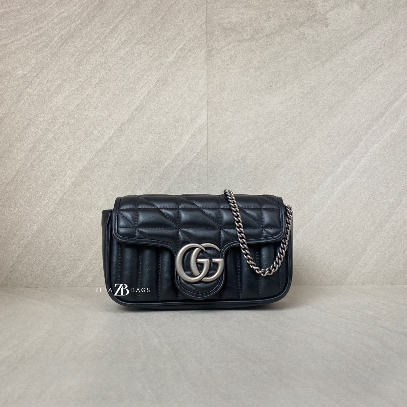 Gucci Marmont Super Mini Geometric Black SHW