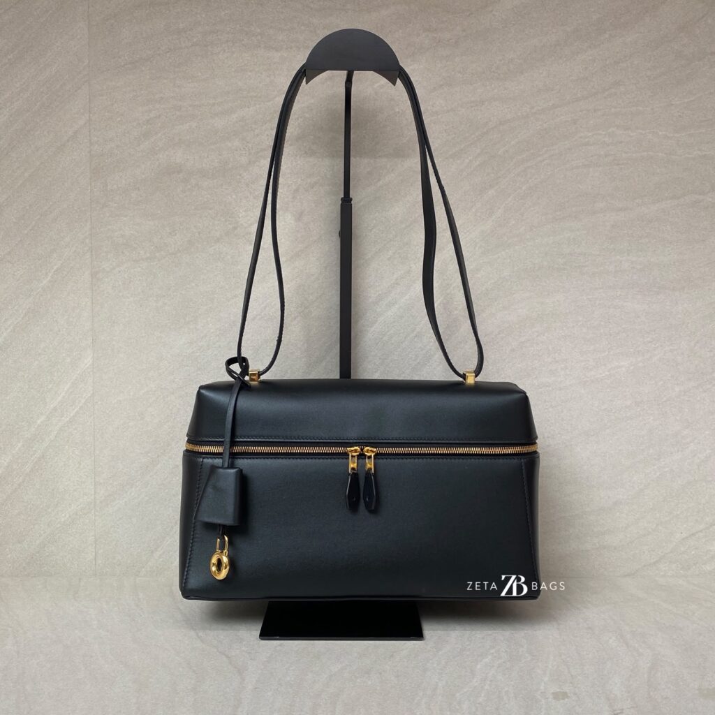 Loro Piana Extra Bag L27 Saddle Calfskin Black GHW
