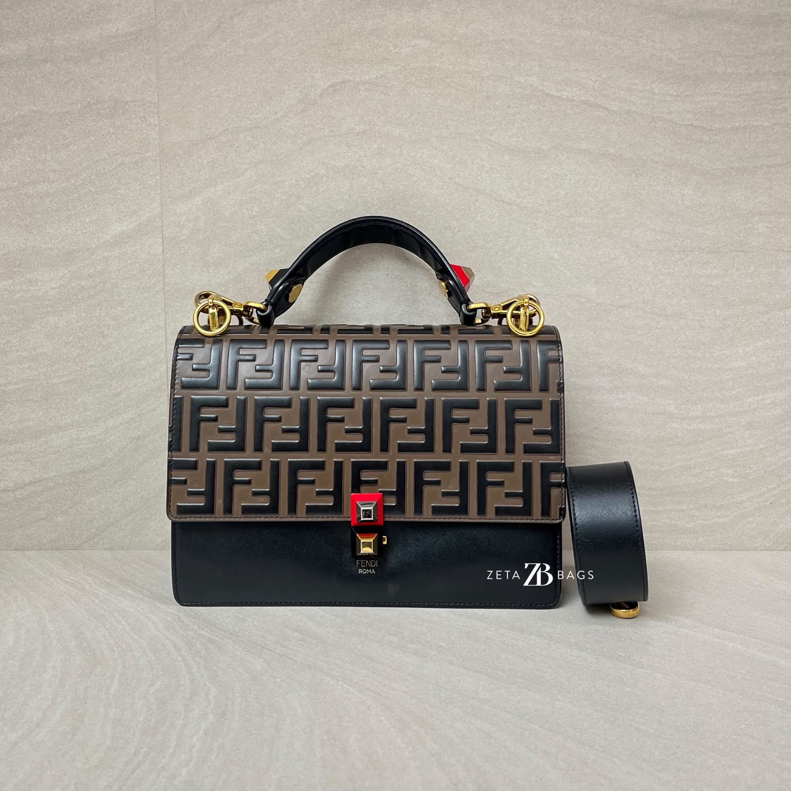 Fendi Kan I Black Brown FF GHW