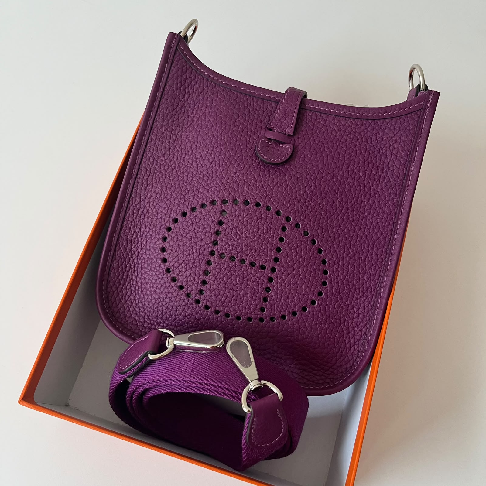 Hermes Mini Evelyne Anemone Clemence PHW
