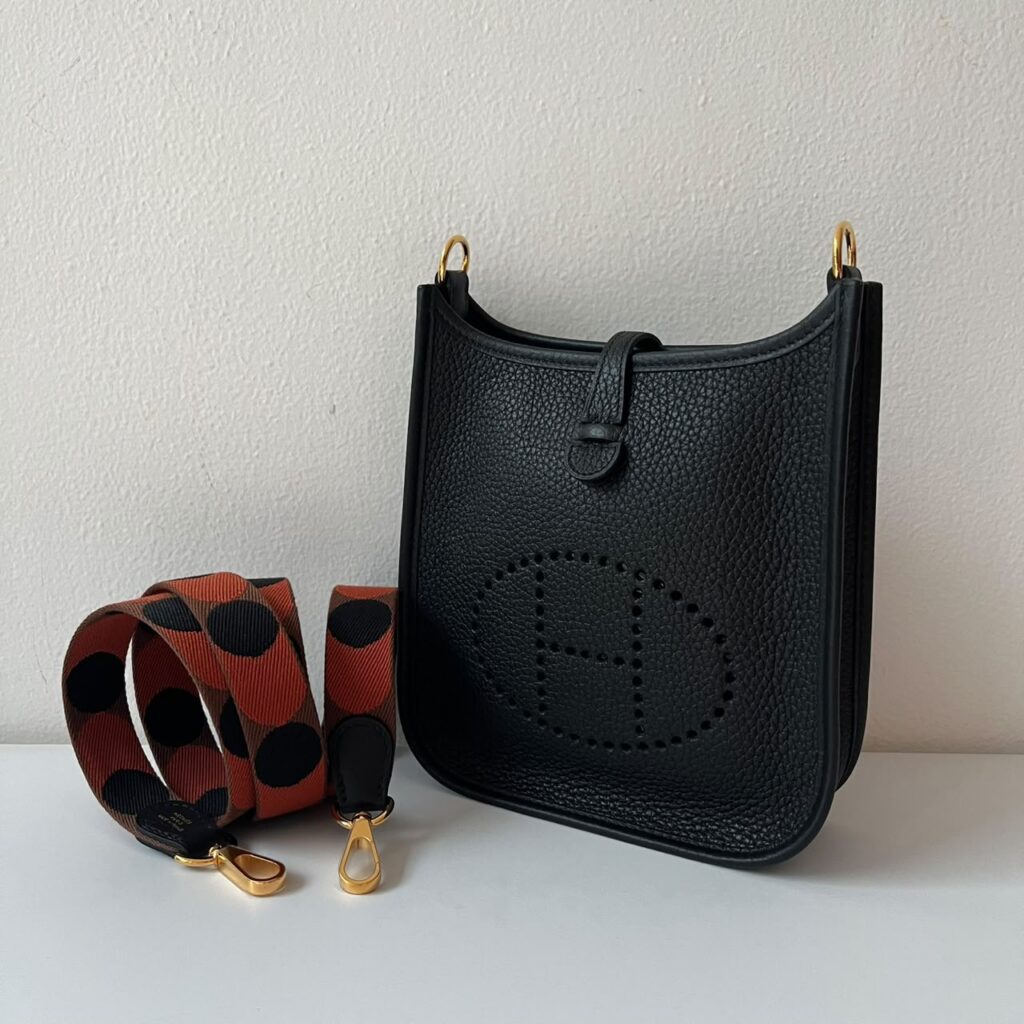 Hermes Mini Evelyne Black Clemence GHW