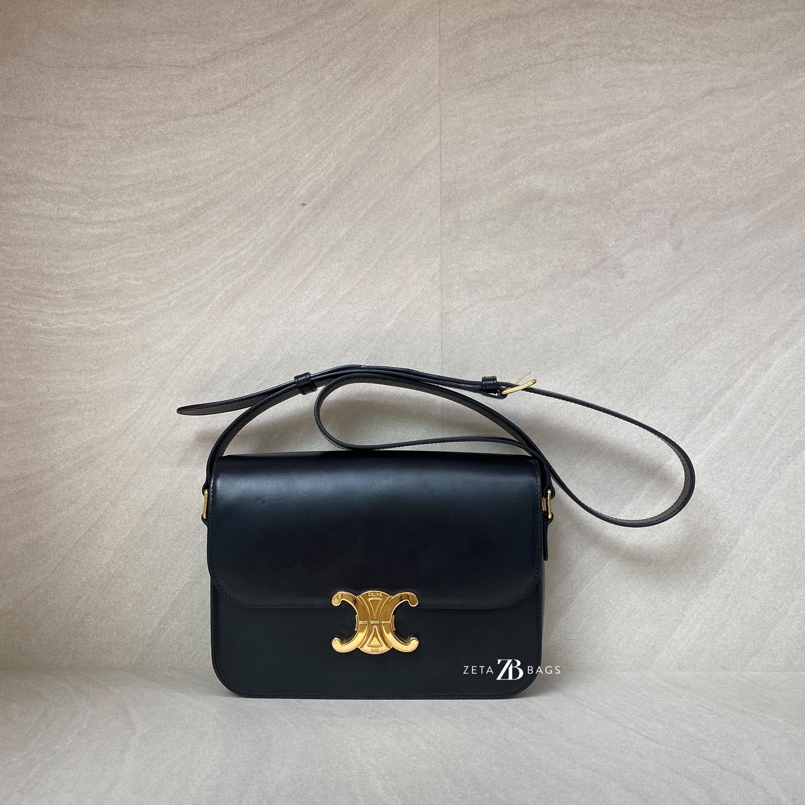 Celine Triomphe Classic Medium Black GHW