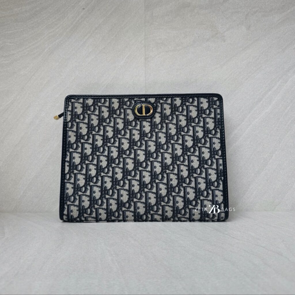 Dior 30 Montaigne Dea Pouch Blue Oblique Canvas GHW