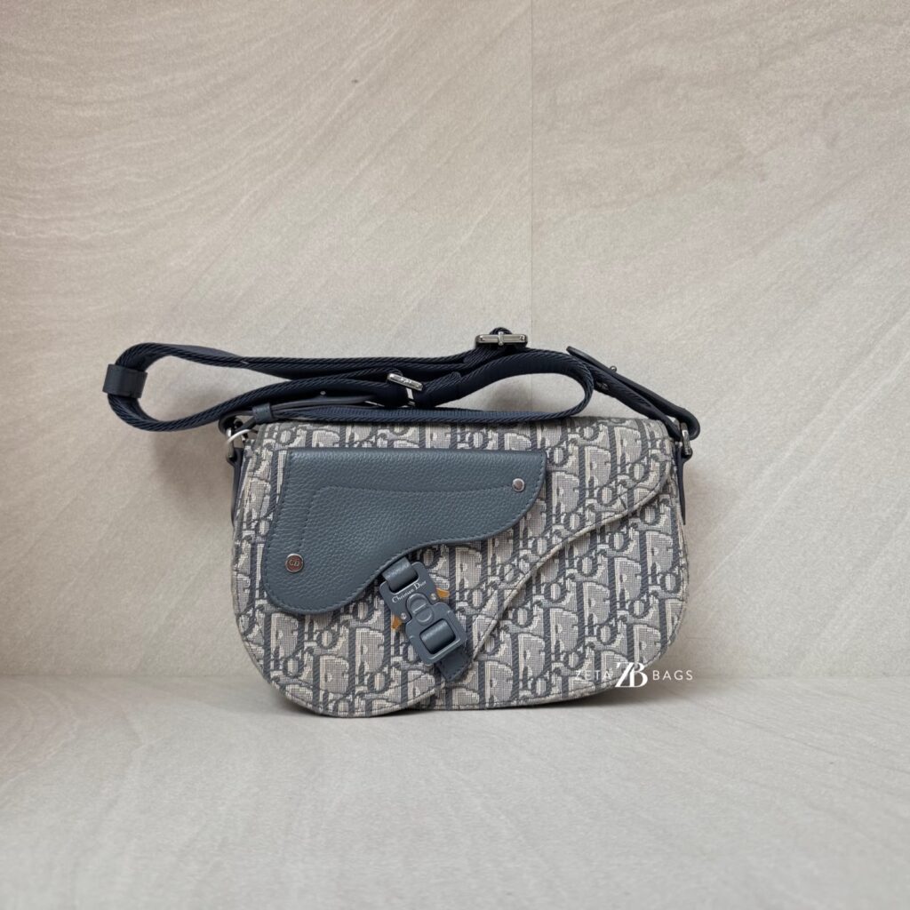 Dior Saddle Messenger Bag Canvas Oblique Grey