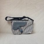 Dior Saddle Messenger Bag Canvas Oblique Grey