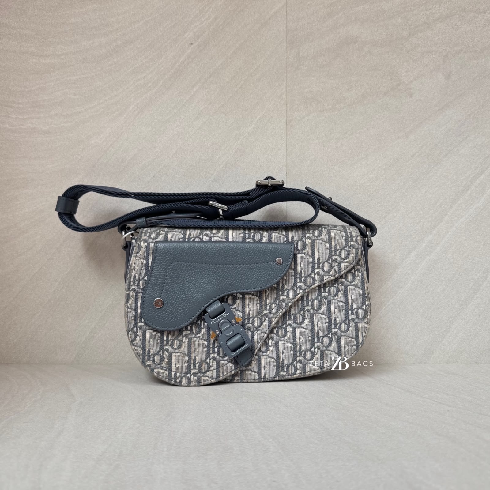 Dior Saddle Messenger Bag Canvas Oblique Grey