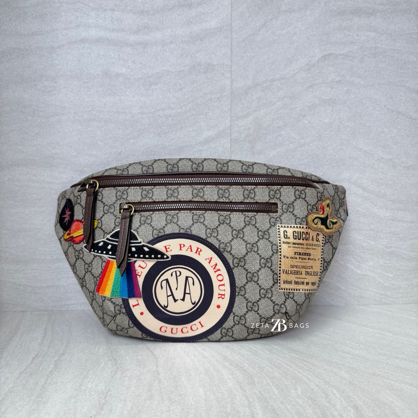 Gucci Courrier Belt Bag GG Supreme Beige New Acero GHW