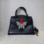 Gucci Medium Linea Totem Tote Black Web Stripe GHW