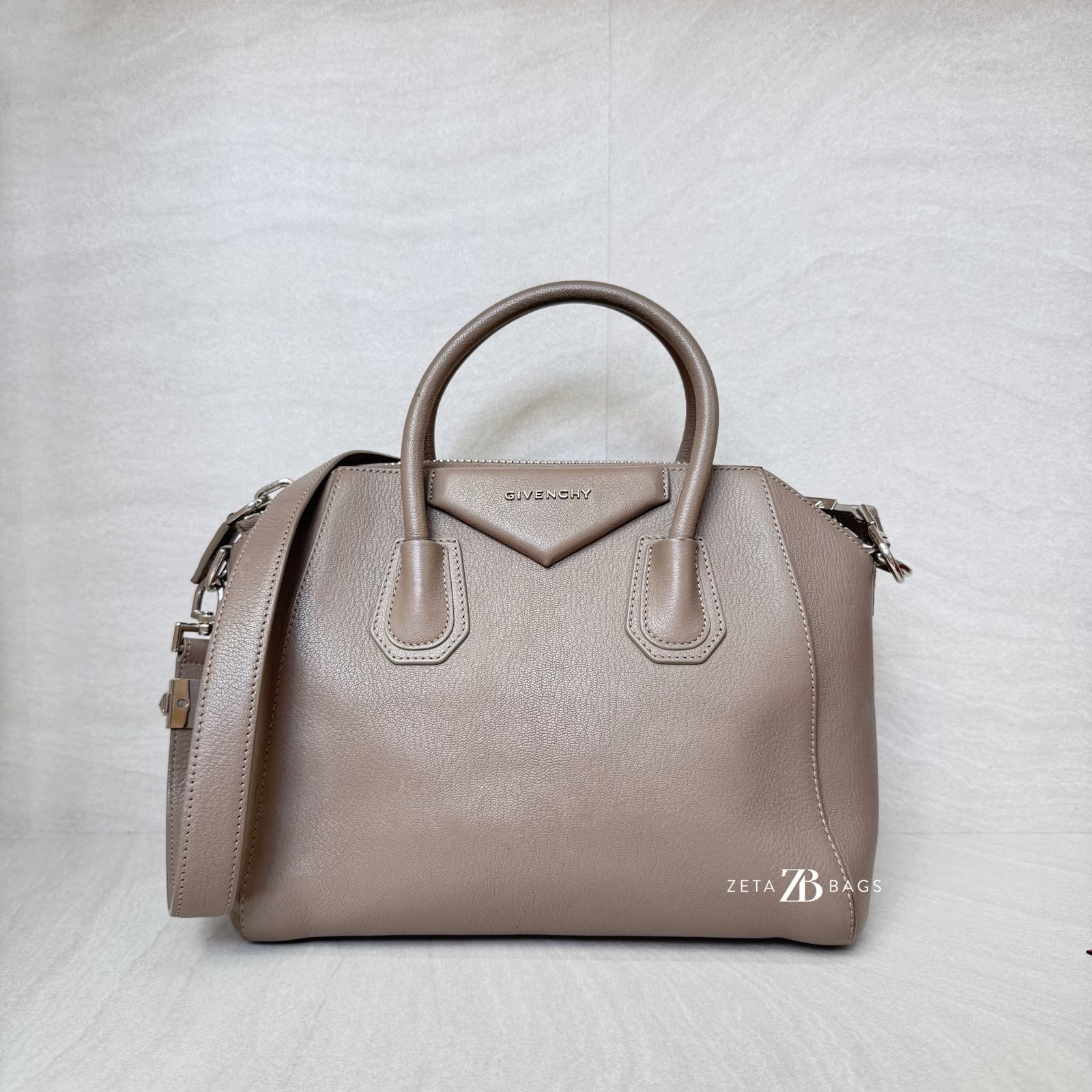 Givenchy Small Antigona Grained Taupe SHW