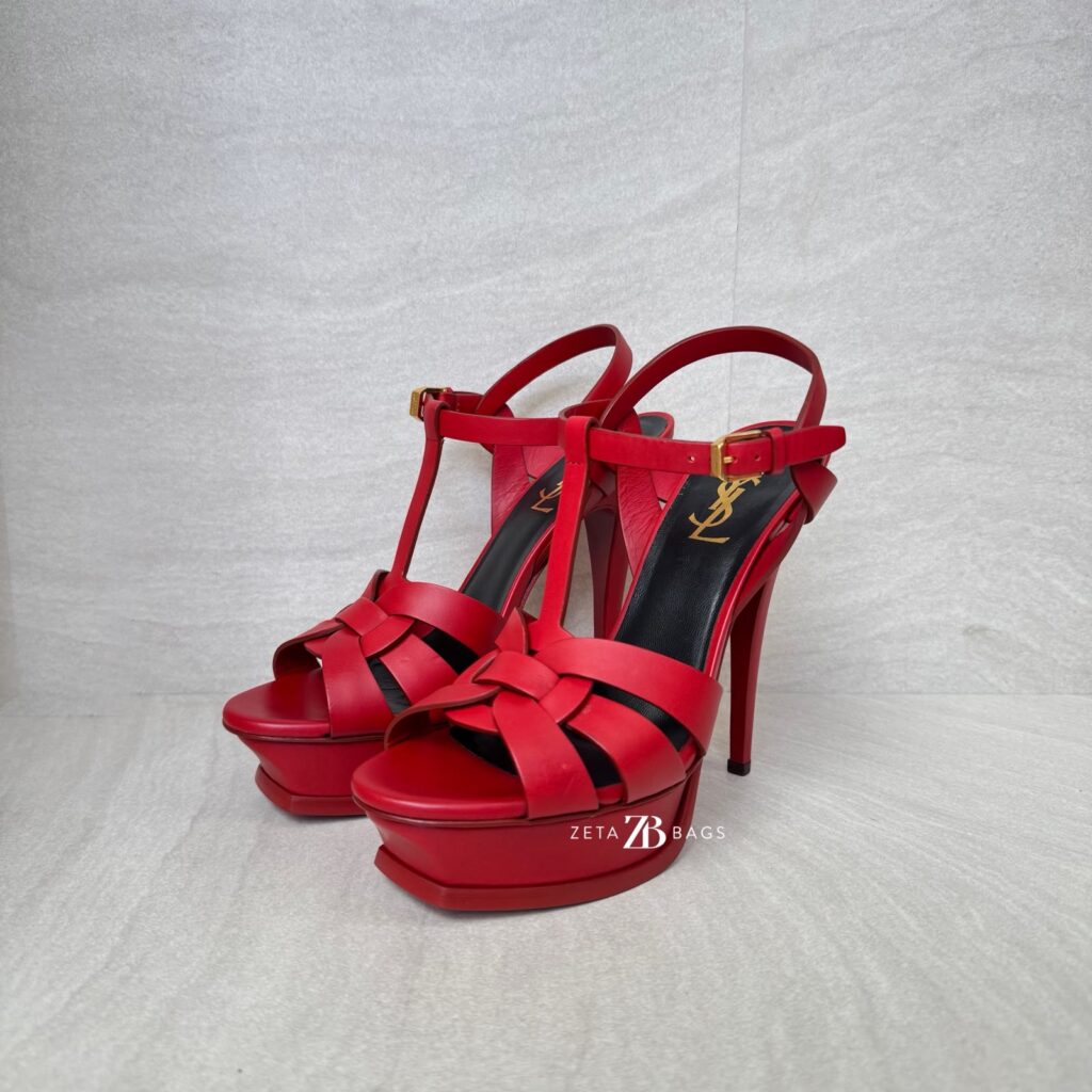 Saint Laurent Tribute Sandals Red GHW