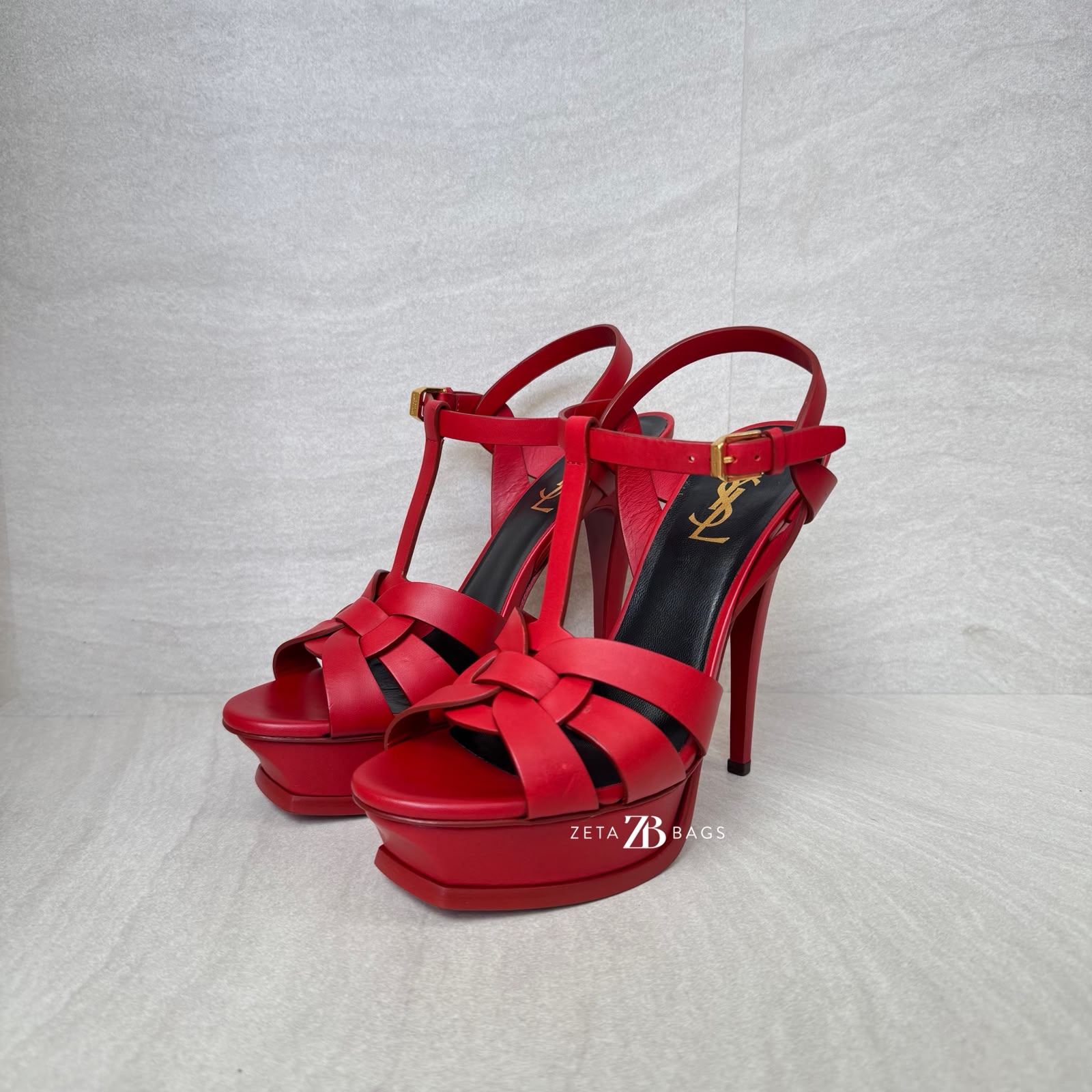 Saint Laurent Tribute Sandals Red GHW