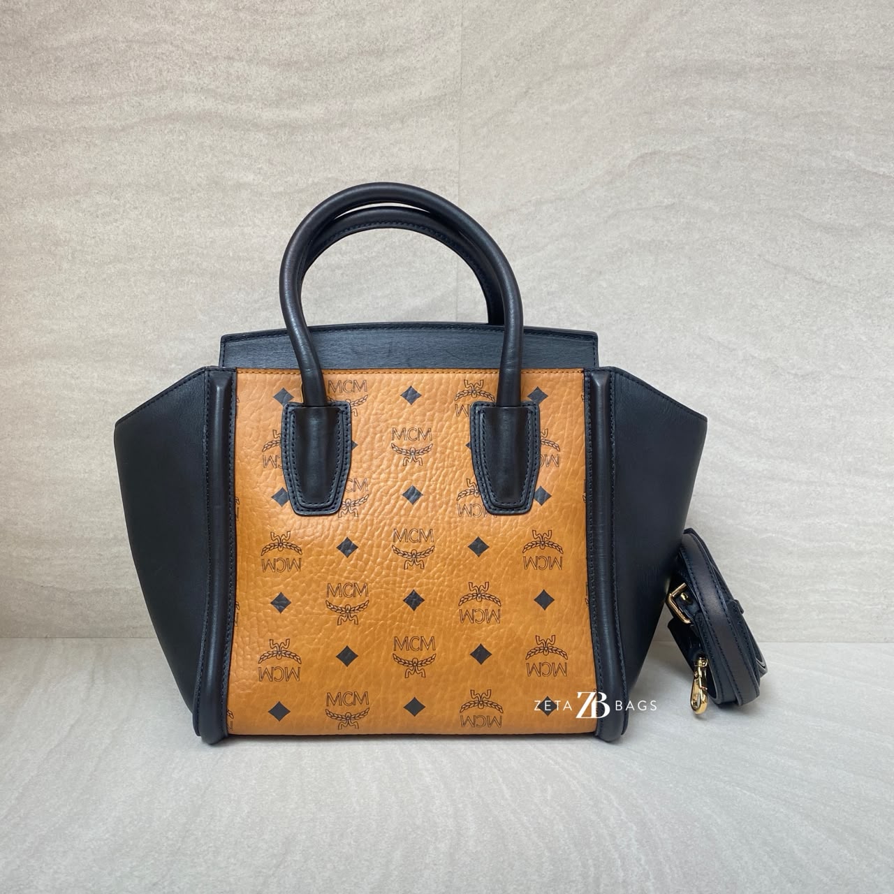 MCM Visetos Kathy Small Cognac Black GHW