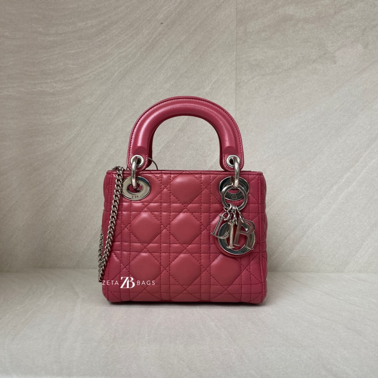 Dior Lady Dior Mini Lambskin Pink SHW