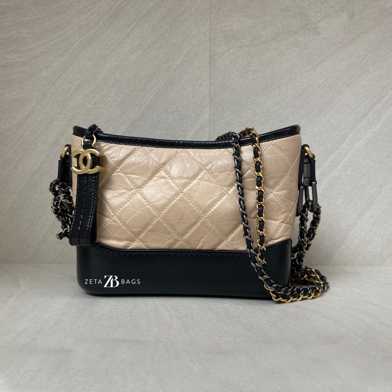 Chanel Gabrielle Small Beige Black