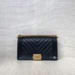 Chanel Boy 25 Chevron Black GHW
