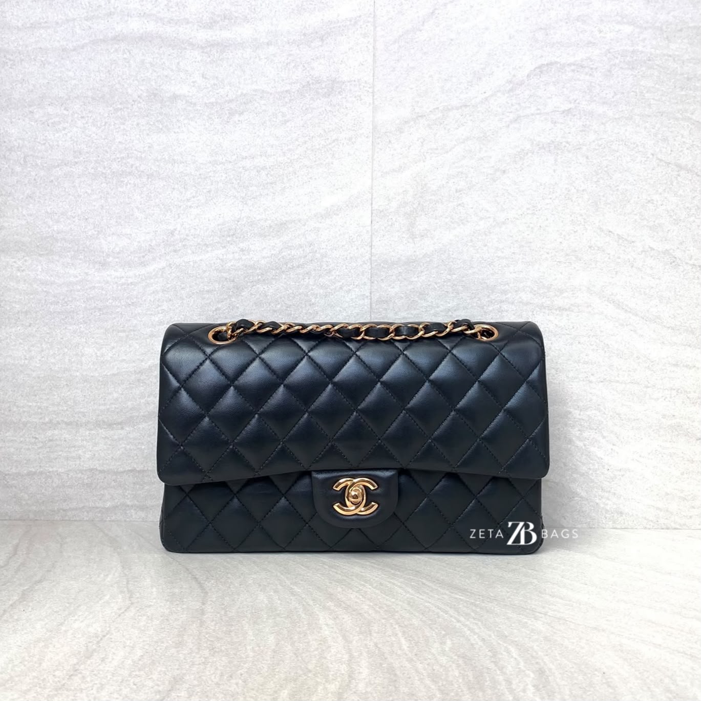 Chanel Medium Classic D Flap Lambskin Black GHW
