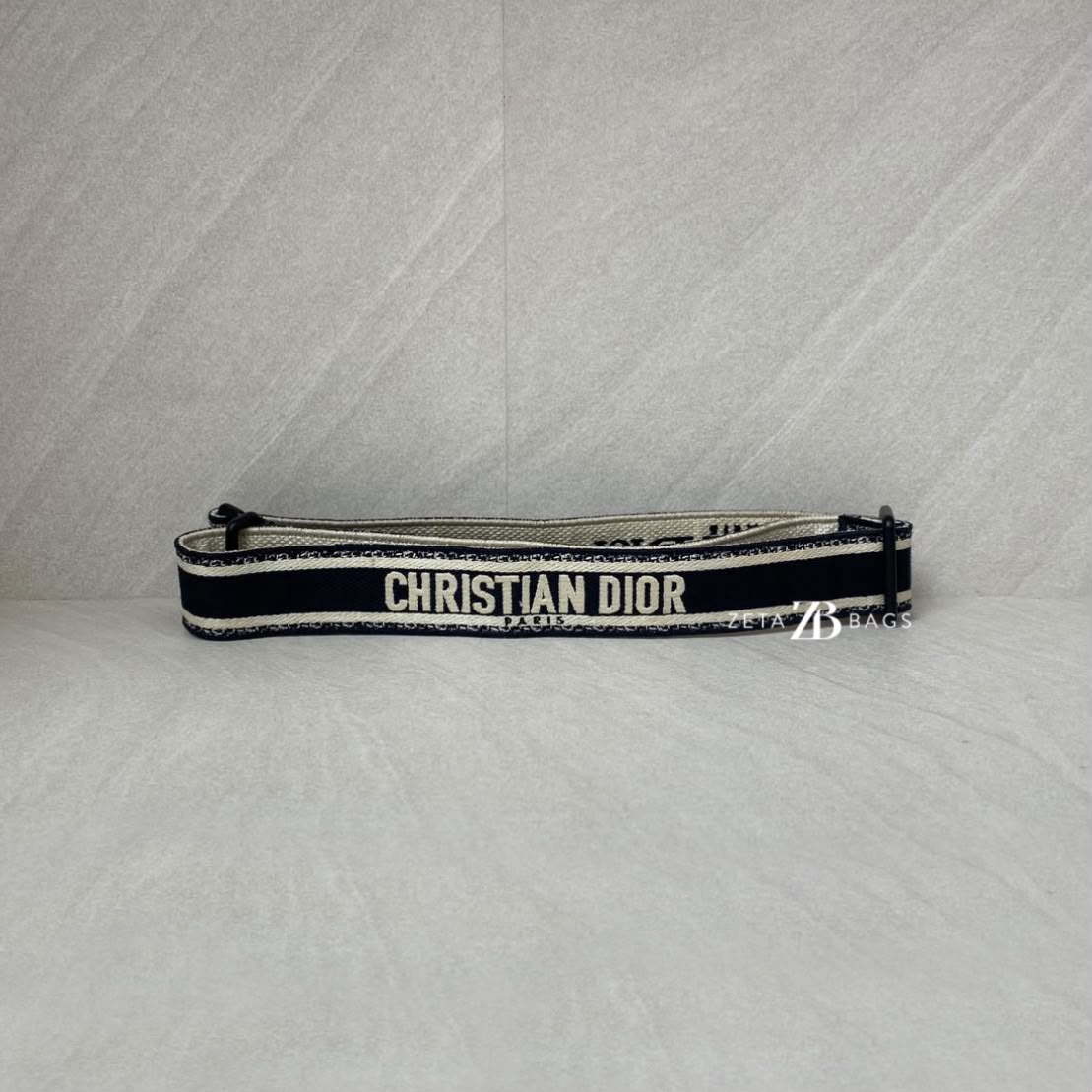Dior Adjustable Shoulder Strap Ultramatte Black Embroidery