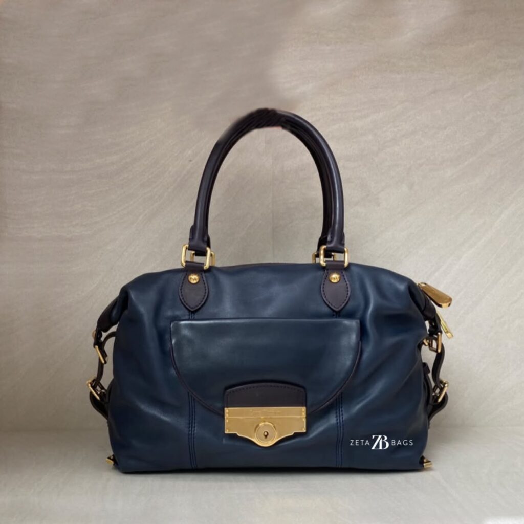 Louis Vuitton Sac Hand Bag Leather Navy Purple GHW