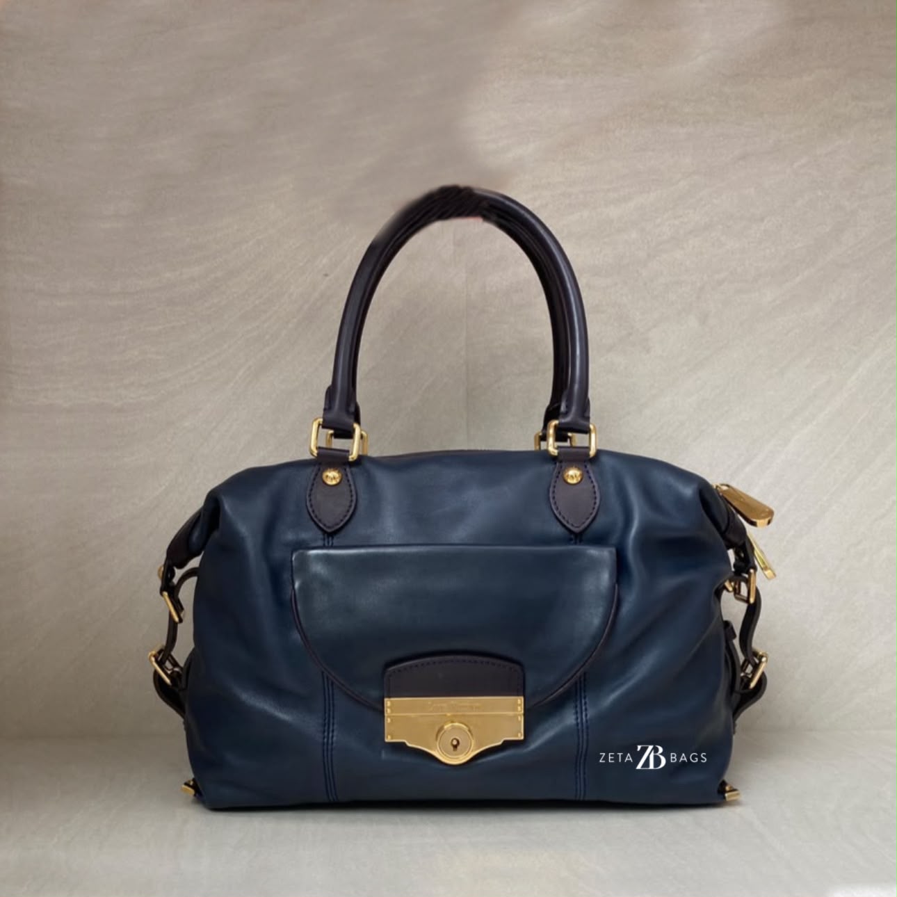 Louis Vuitton Sac Hand Bag Leather Navy Purple GHW