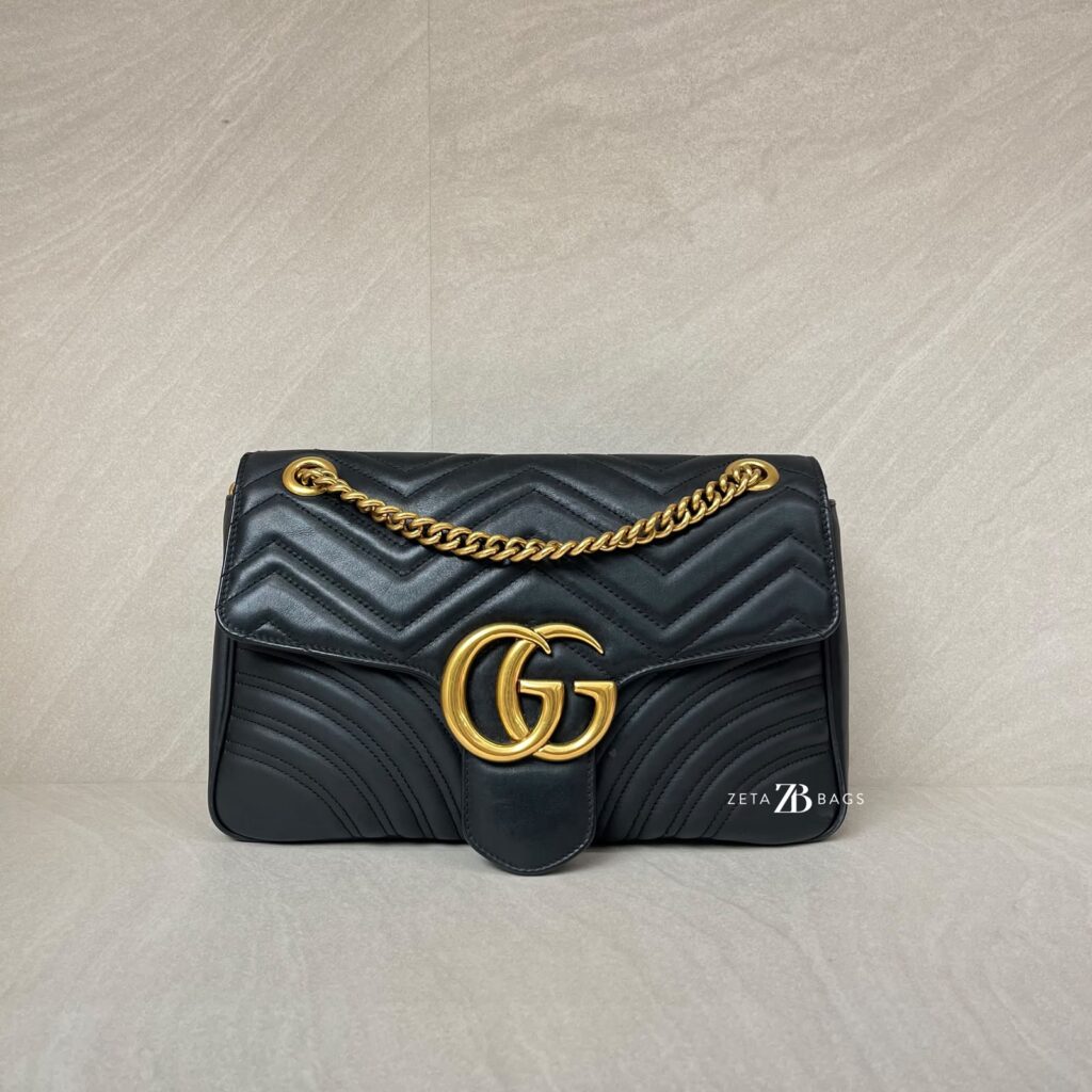 Gucci GG MARMONT Matelasse Black GHW