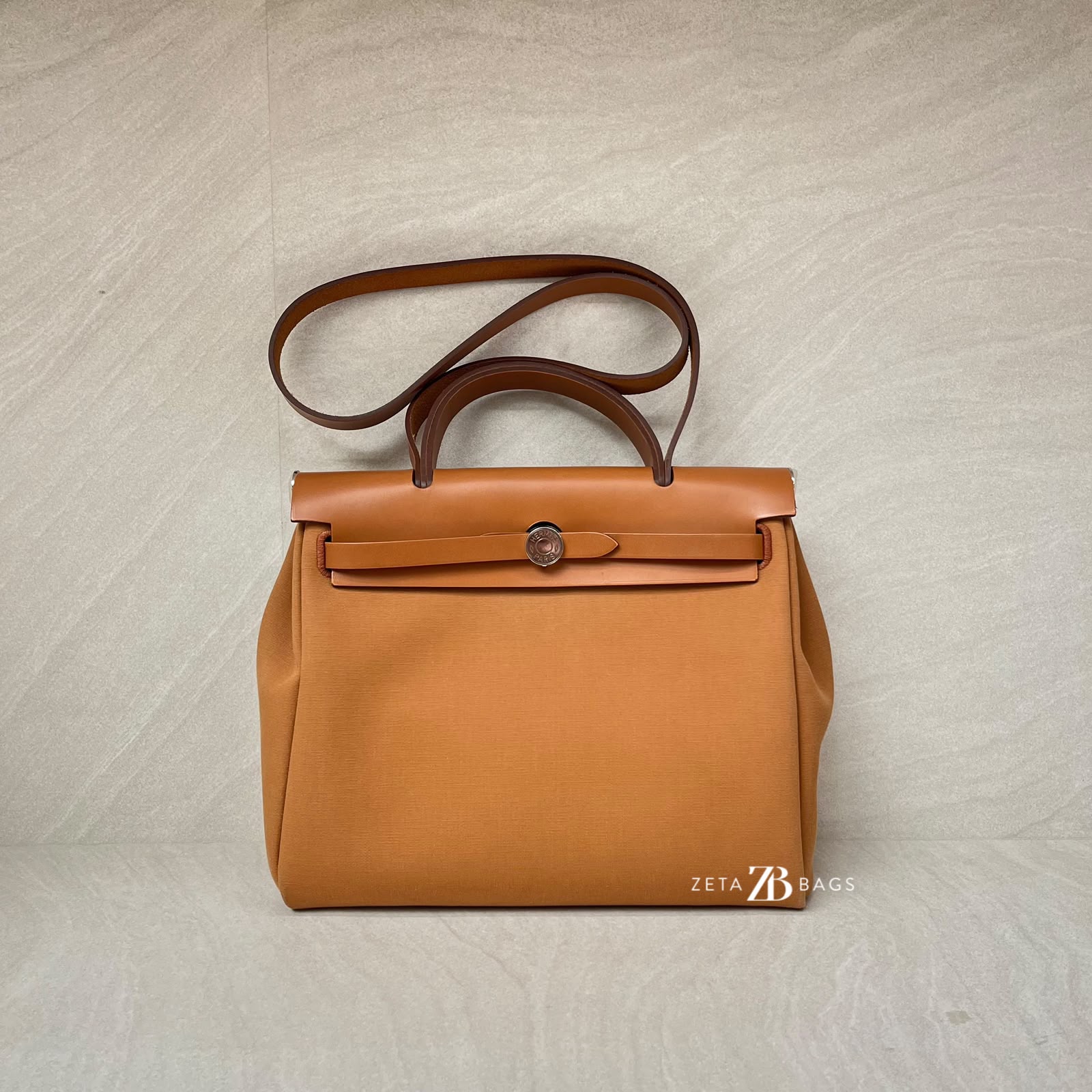 Hermes Herbag 31 Canvas Caramel Magnolia PHW
