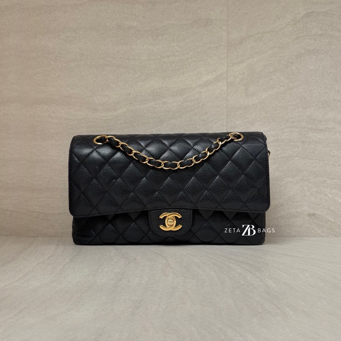Chanel Medium Classic D Flap Caviar Black GHW