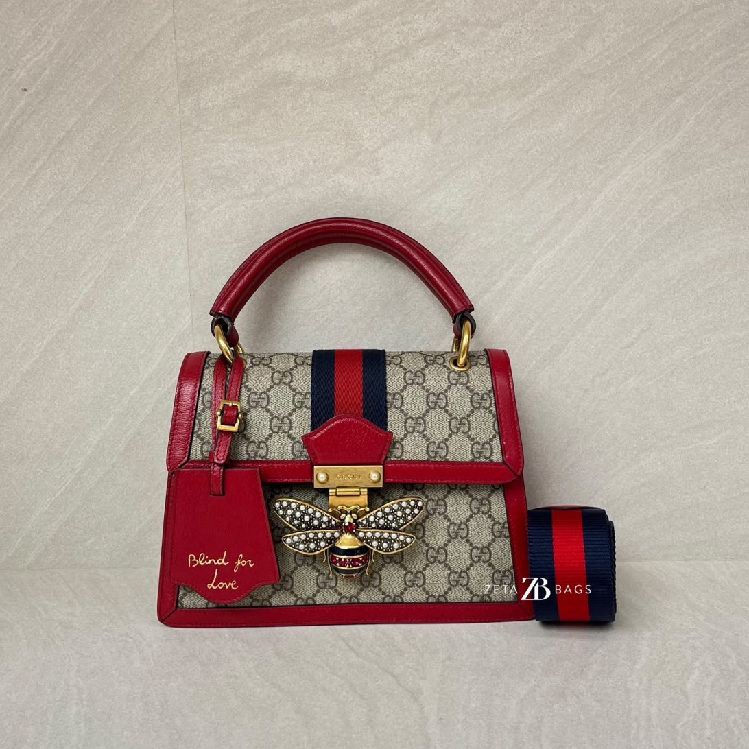 Gucci Queen Margaret Top Handle GG Supreme Red GHW