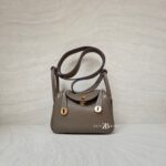 Hermes Mini Lindy Clemence Etoupe GHW