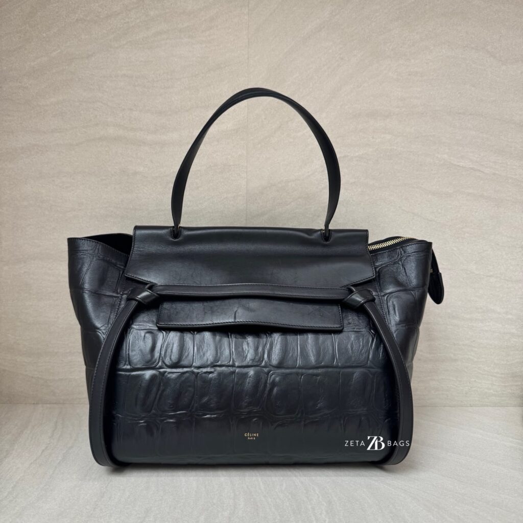 Celine Mini Belt Bag Croco Embossed Black GHW