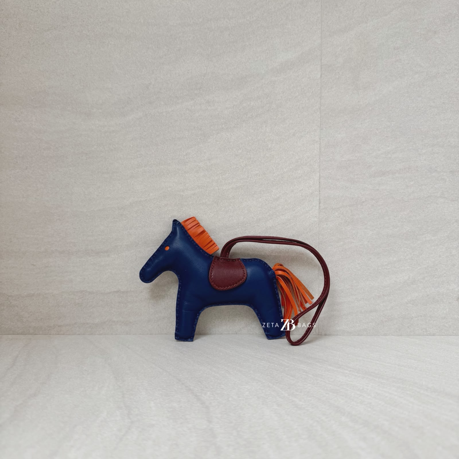 Hermes Rodeo Charm Navy Blue Orange