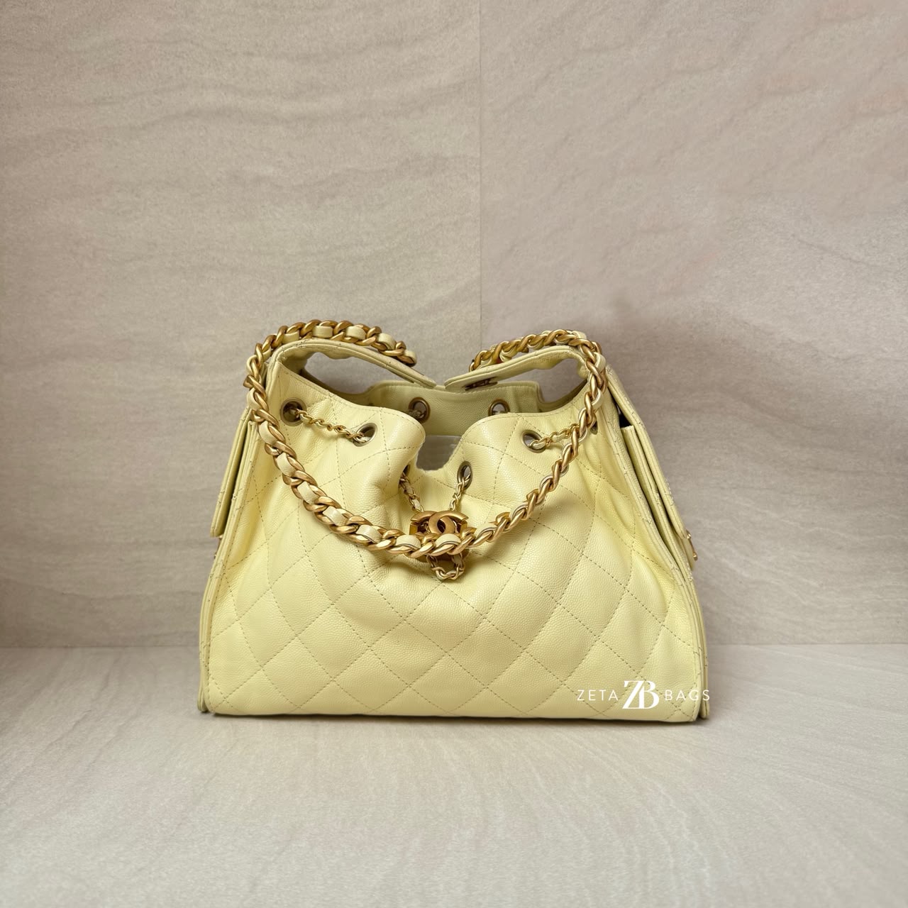 Chanel C25 Small Caviar Light Yellow GHW