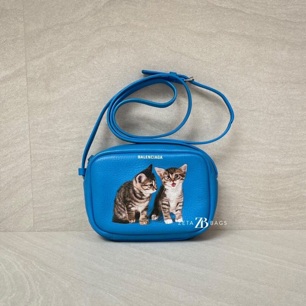 Balenciaga Everyday Camera Bag Blue Cat SHW