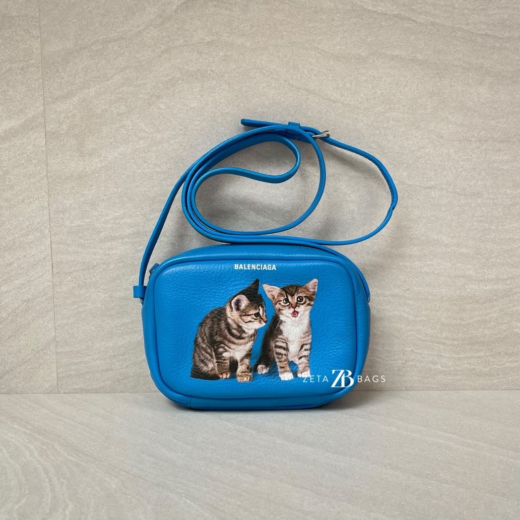 Balenciaga Everyday Camera Bag Blue Cat SHW