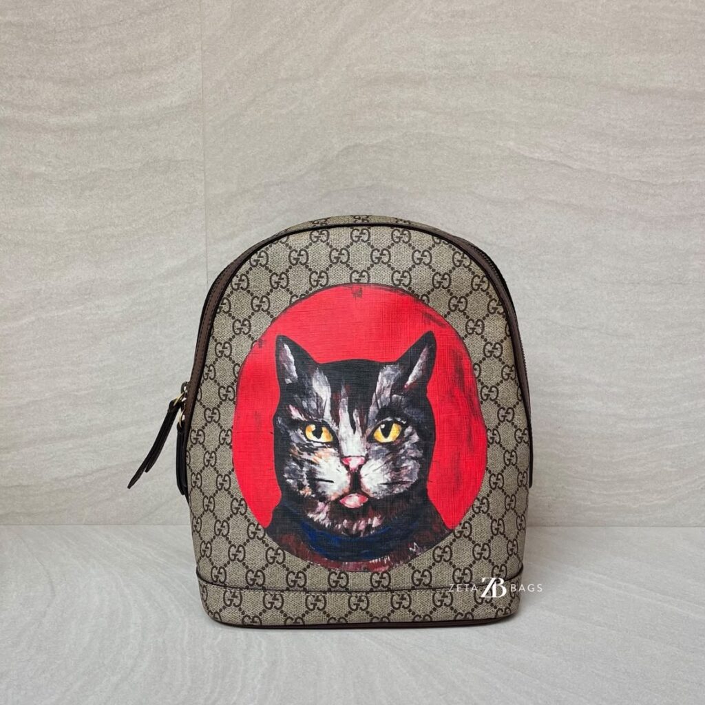 Gucci Bosco Backpack Cat GG Supreme Canvas