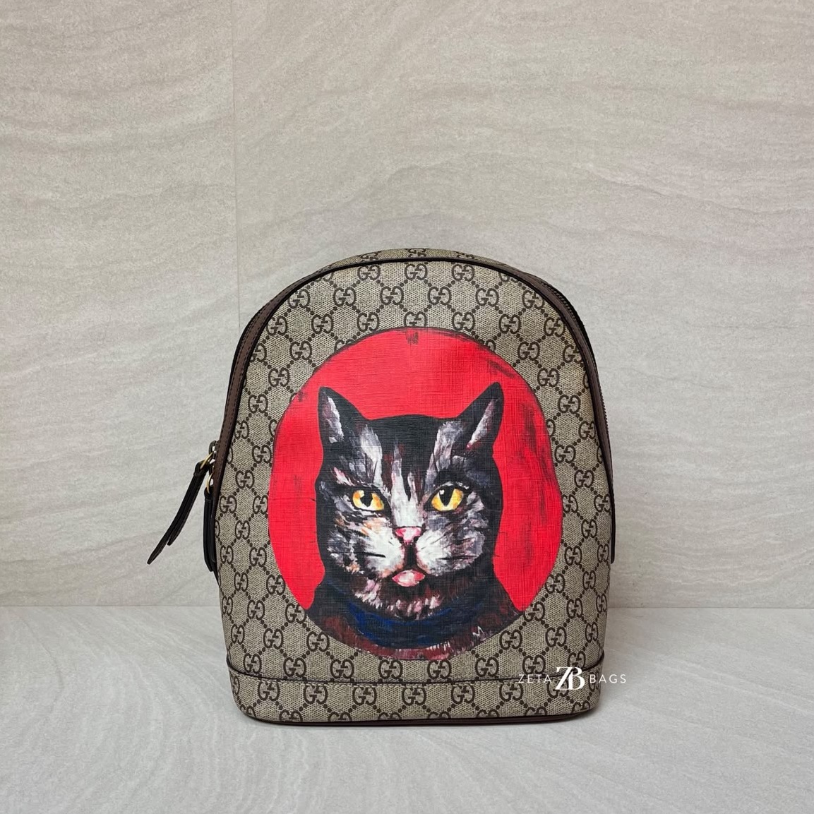 Gucci Bosco Backpack Cat GG Supreme Canvas
