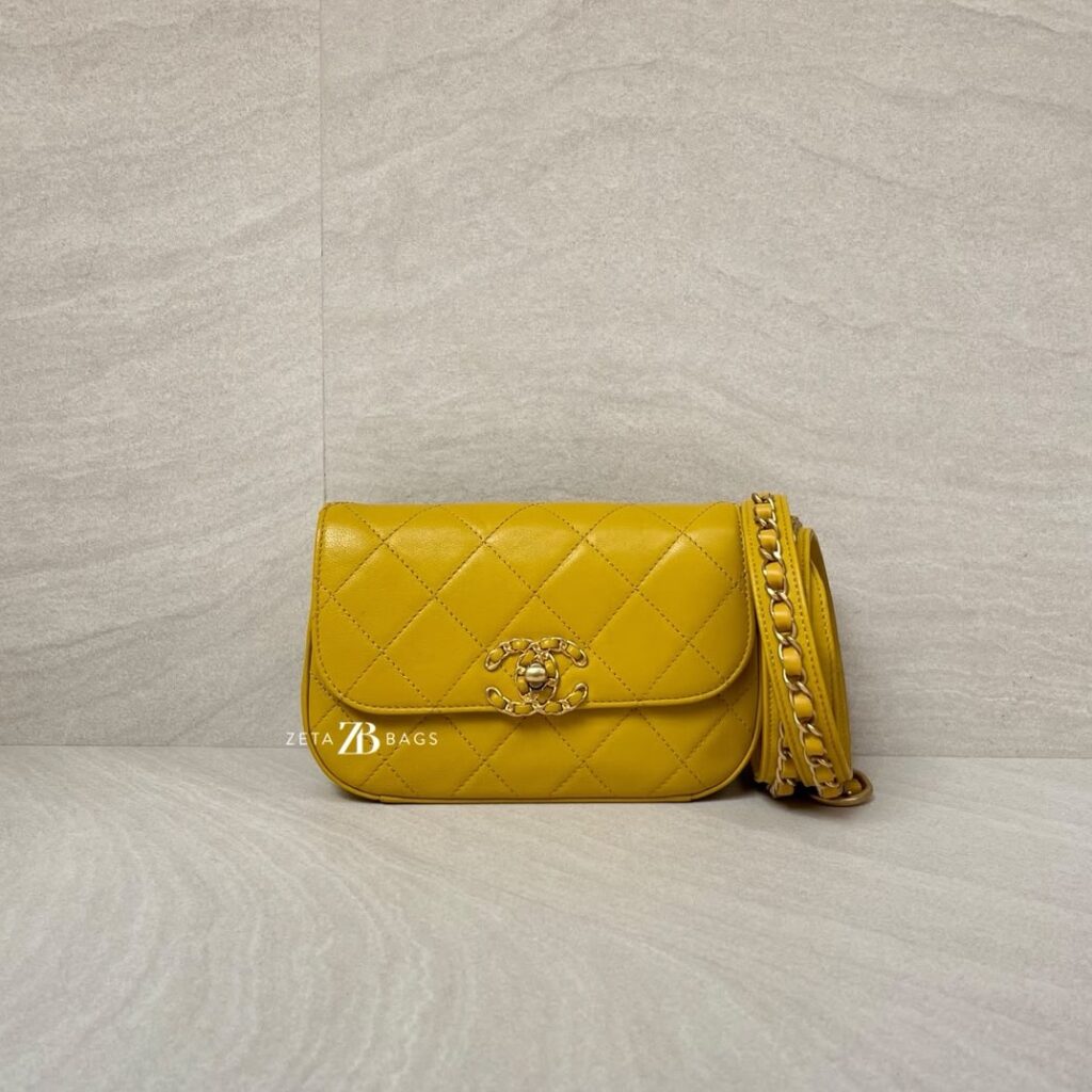 Chanel Chain Infinity Waist Belt Bag Yellow GHW