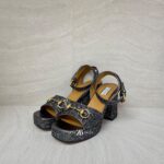 Gucci Lady Horsebit Platform Heels Soko Glitter Grey