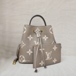 Louis Vuitton Neo Noe MM Monogram Empreinte Giant Tourterelle Creme GHW