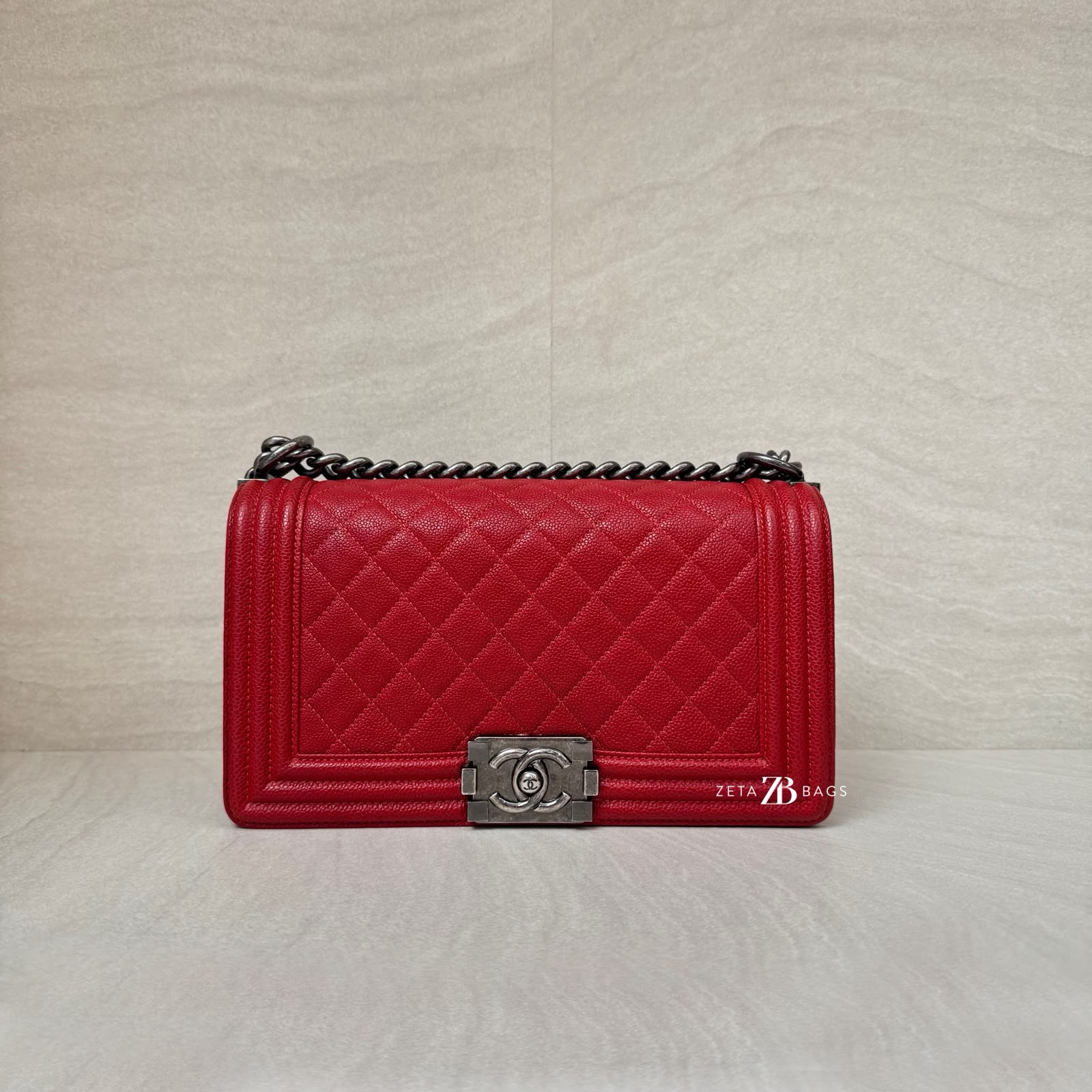 Chanel Boy 25 Caviar Red RHW
