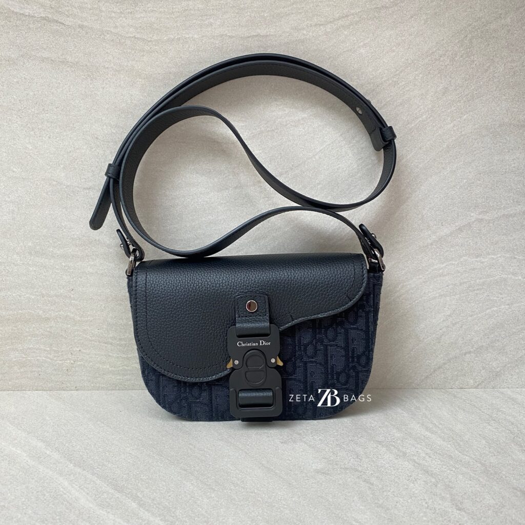 Dior Mini Saddle Messenger Bag Canvas Oblique Black