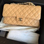 Chanel Classic Medium Beige Caviar Silver Hardware