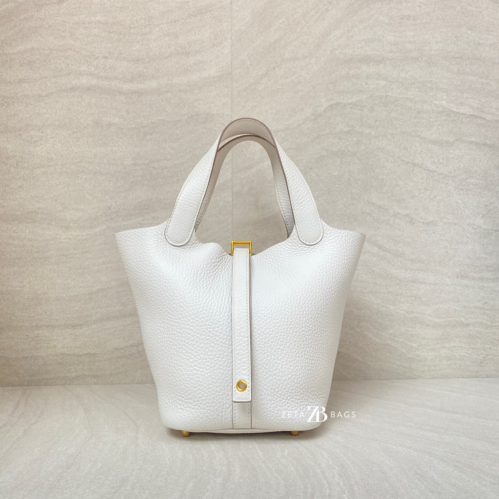 Hermes Picotin 18 Clemence Gris Pale GHW