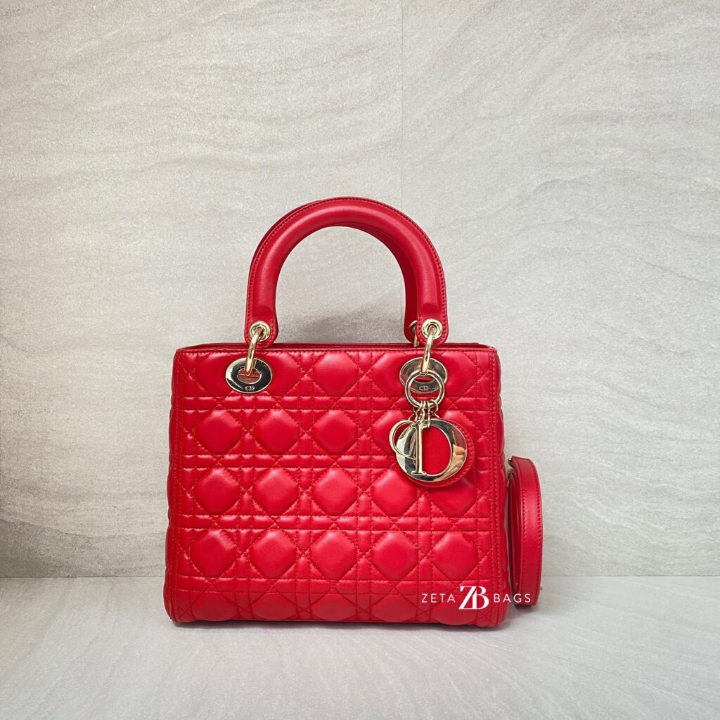 Dior Lady Dior Medium Red GHW
