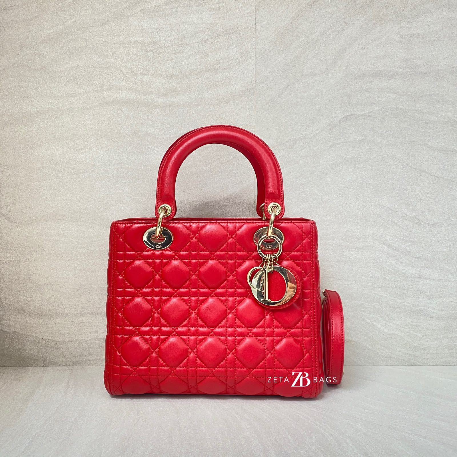 Dior Lady Dior Medium Red GHW
