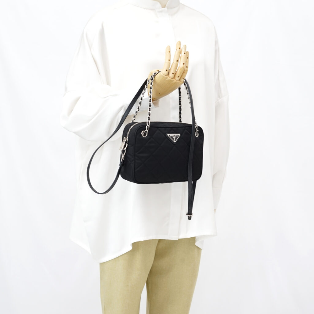 Prada Impuntu Shoulder Bag Nylon Black SHW