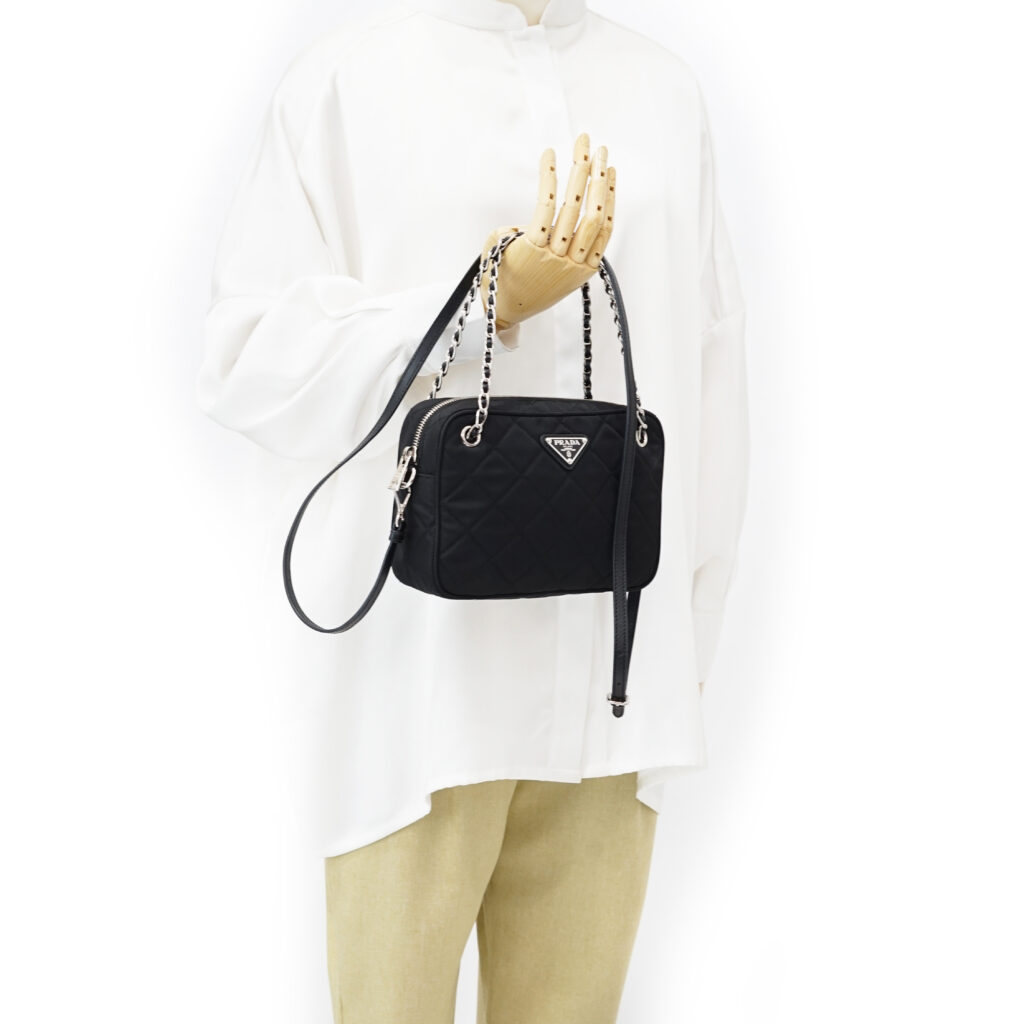 Prada Impuntu Shoulder Bag Nylon Black SHW