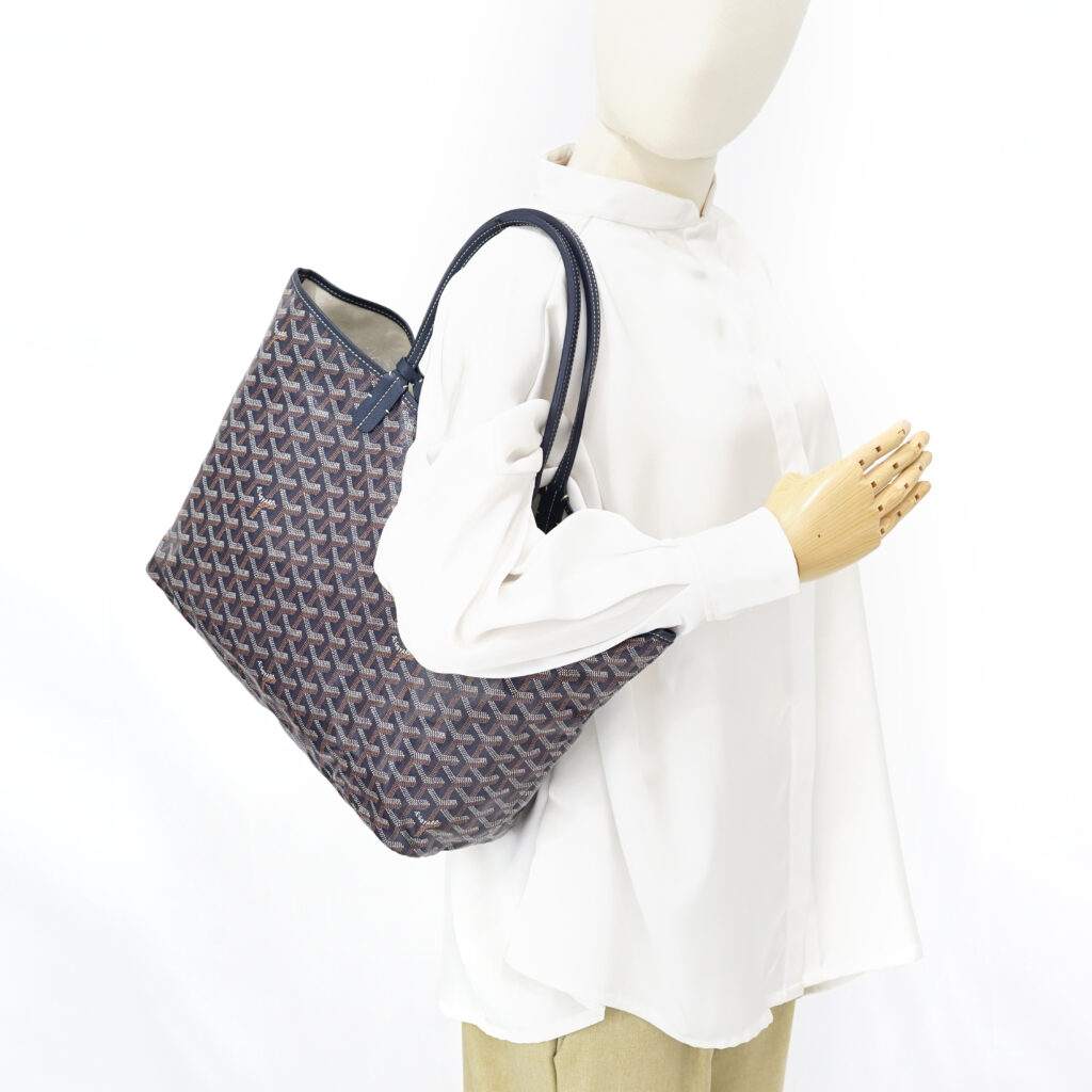 Goyard St Louis PM Goyardine Bleu Marine SHW