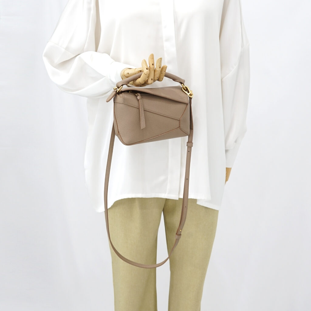 Loewe Mini Puzzle Edge Grained Taupe GHW