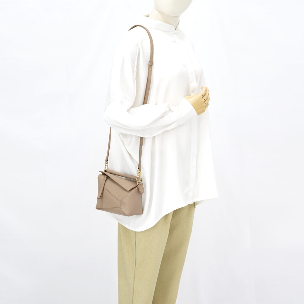 Loewe Mini Puzzle Edge Grained Taupe GHW